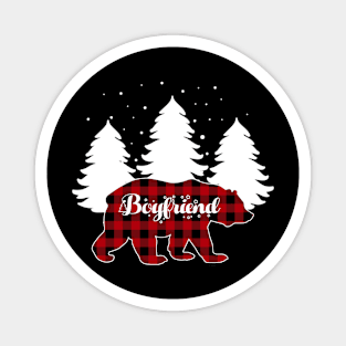 Buffalo Red Plaid Boyfriend Bear Matching Family Christmas Magnet